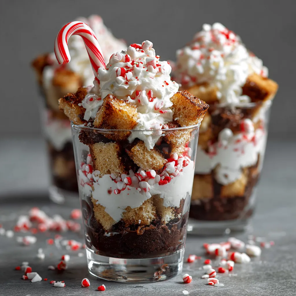 Candy Cane Brownie Trifle Cups for Kids