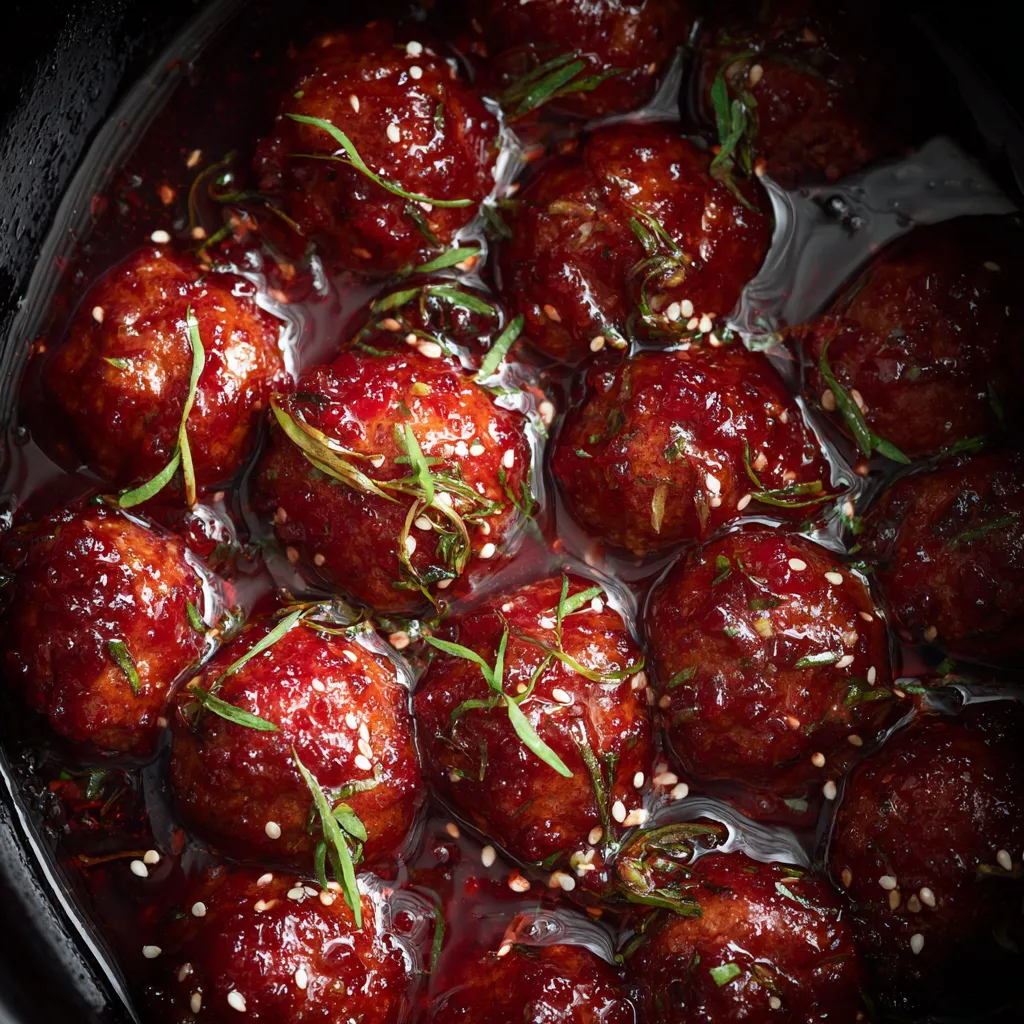 Slow Cooker Cranberry Meatballs with Sweet Chili Glaze