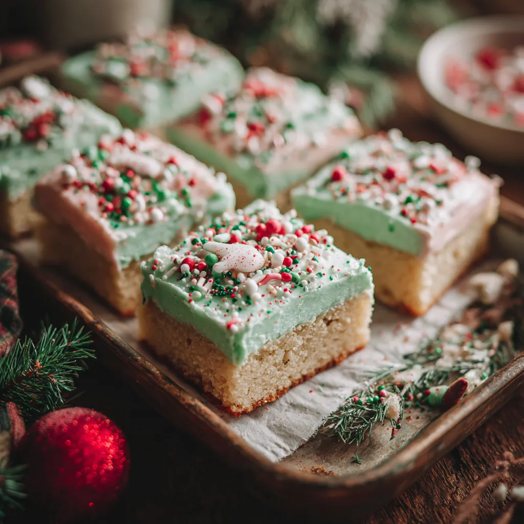 Vegan Sugar Cookie Bars with Holiday Frosting