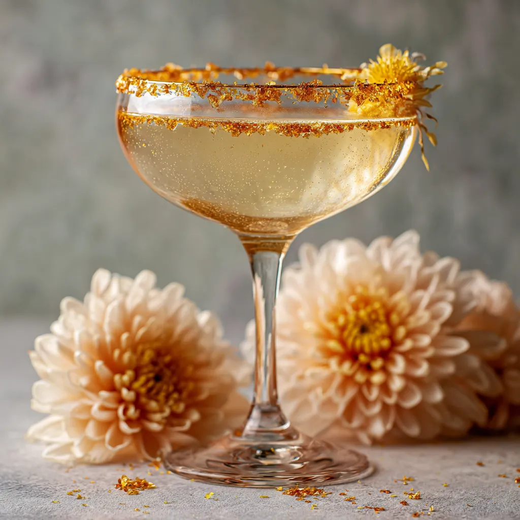 Champagne Elderflower Spritz with Gold Sugar Rim