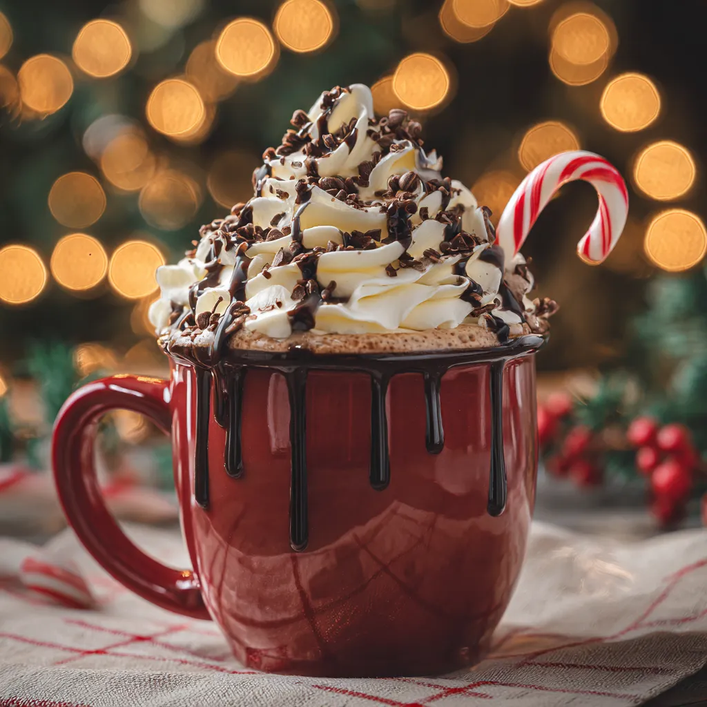 Candy Cane Hot Cocoa with Peppermint Swirl