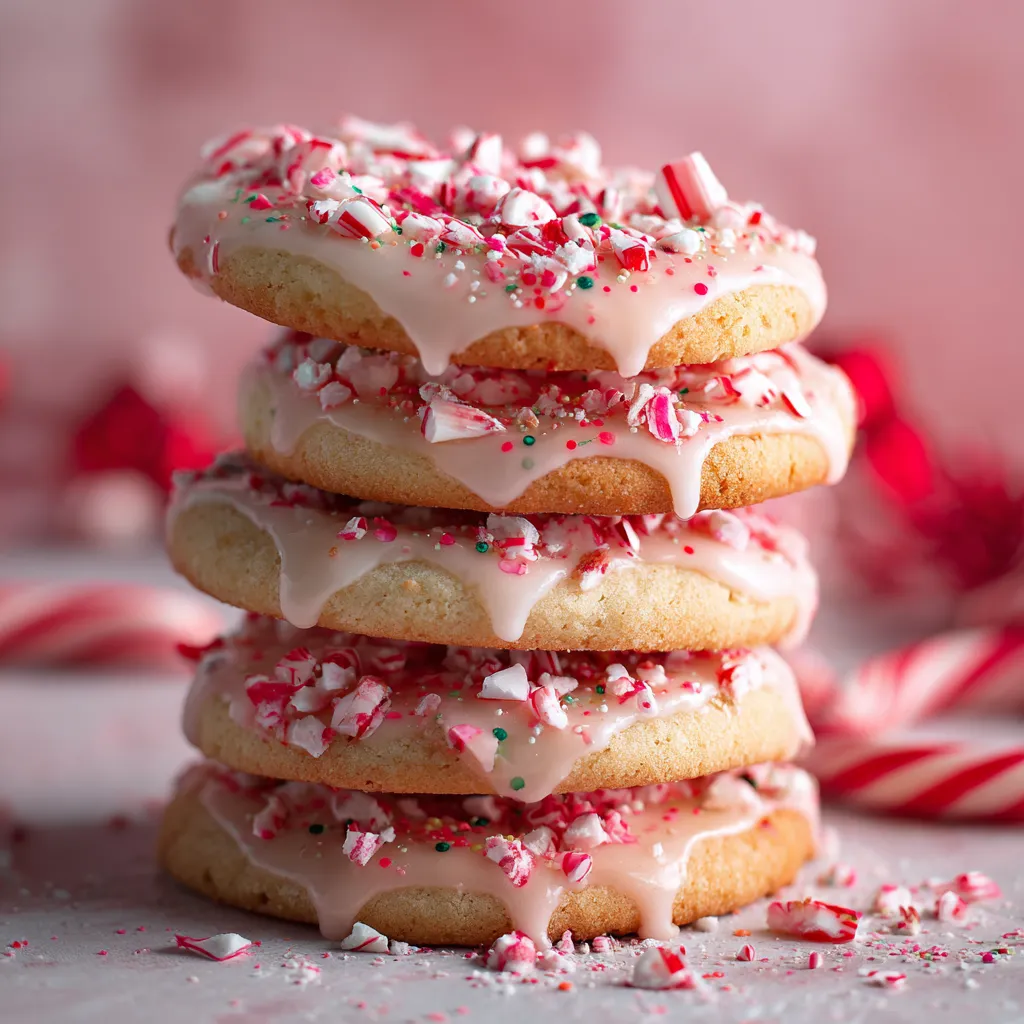 Vegan Candy Cane Sugar Cookies with Peppermint Glaze
