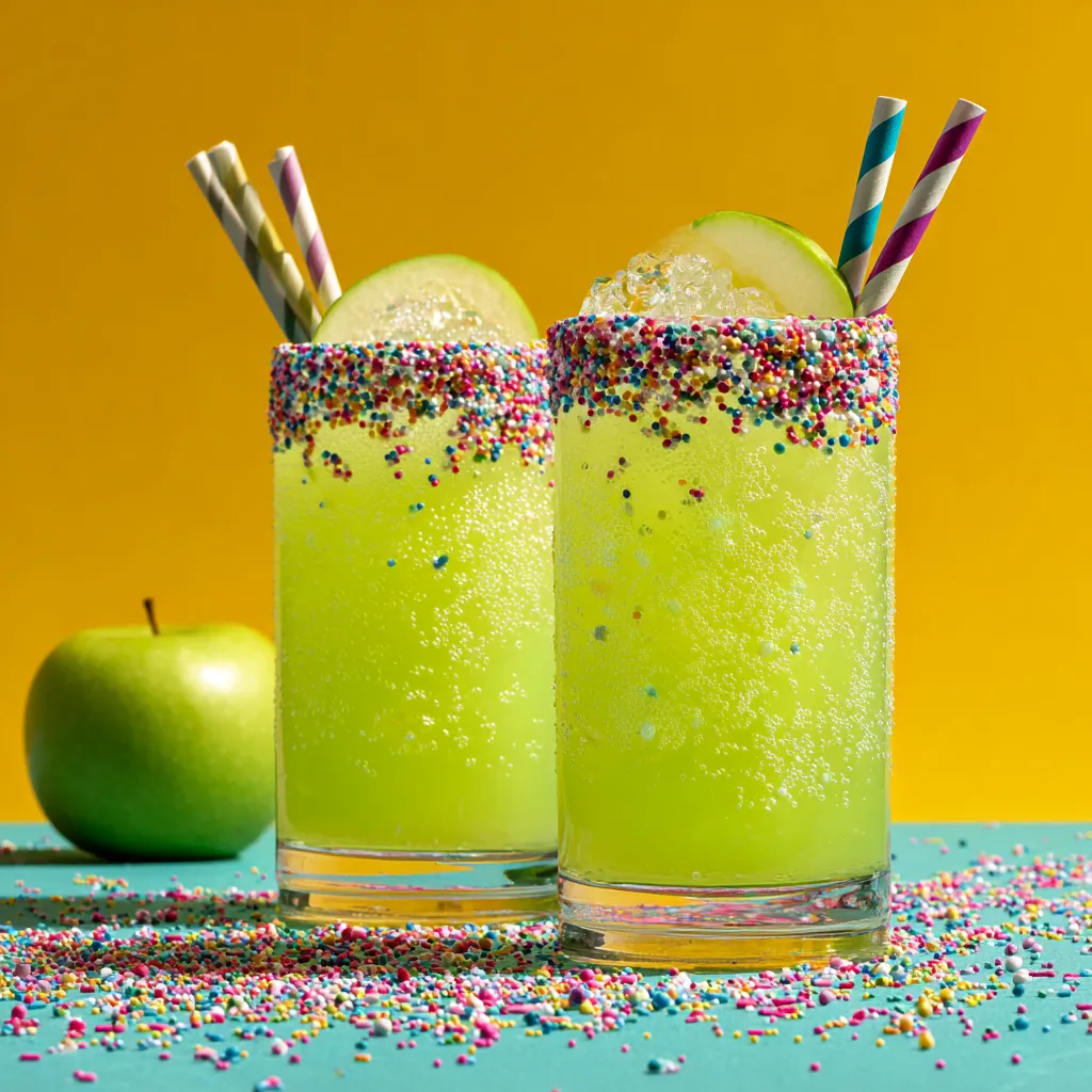 Elf’s Green Apple Fizz with Holiday Sprinkles
