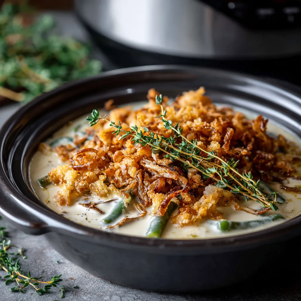 green bean casserole recipes slow cooker truffle-thyme green bean casserole
