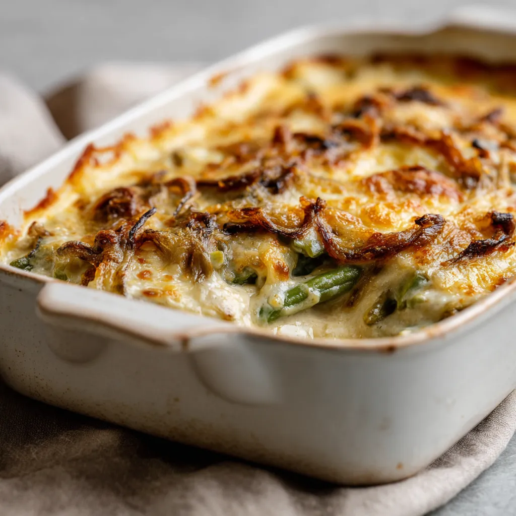 Keto Creamed Green Bean Casserole Gratin