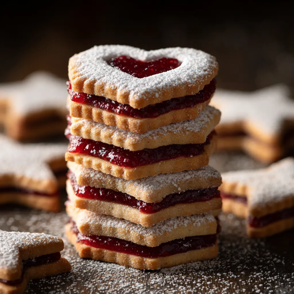 Vegan Linzer Cookies Filled with Raspberry Jam
