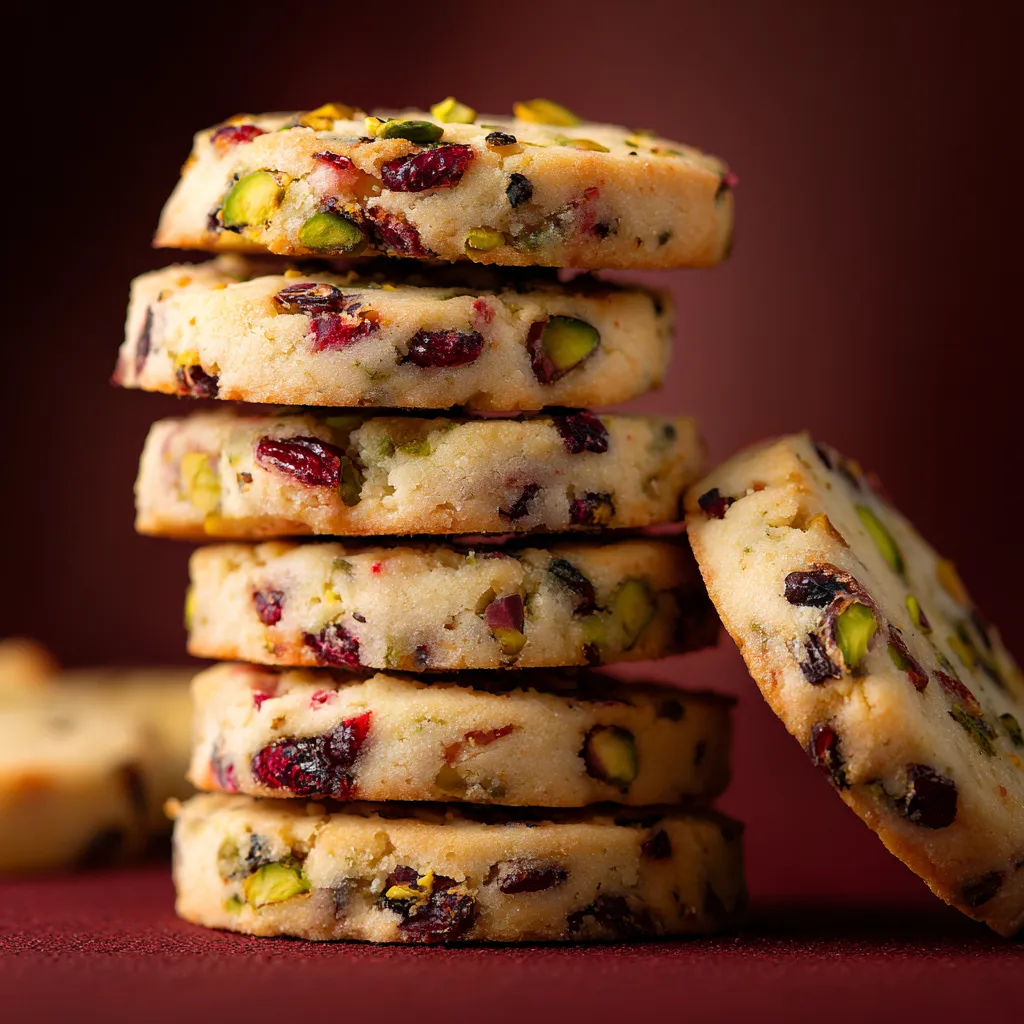 Cranberry Pistachio Shortbread Cookies