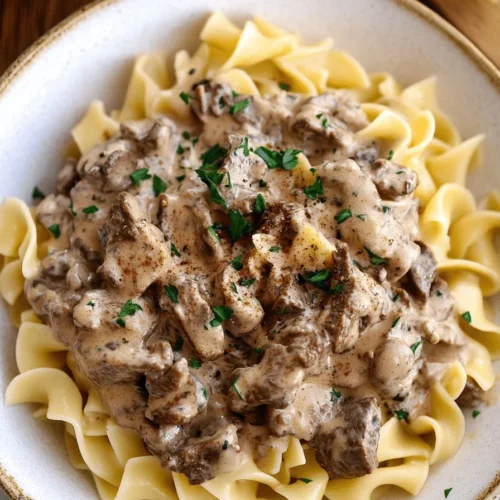 Beef Stroganoff Without Mushrooms Recipe Served