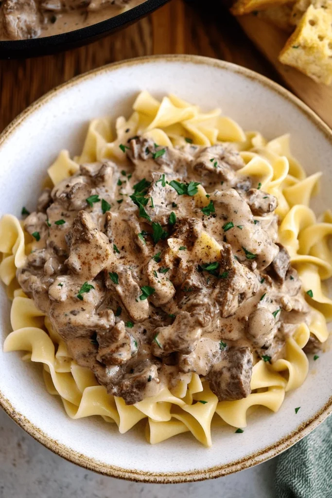 Beef Stroganoff Without Mushrooms Recipe Served