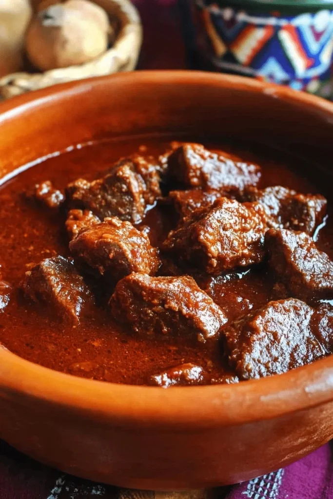Delicious Carne Con Chile Rojo Served