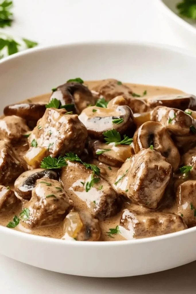 Exotic Julia Childs Beef Stroganoff Served