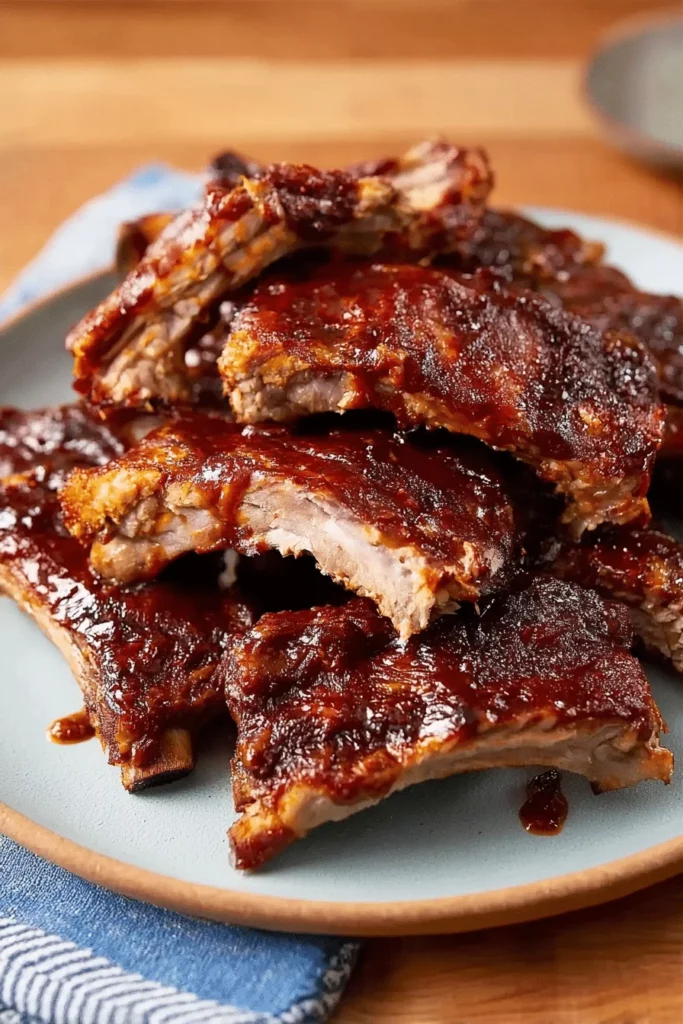 Oven Baked Bobby Flay Baby Back Ribs Served