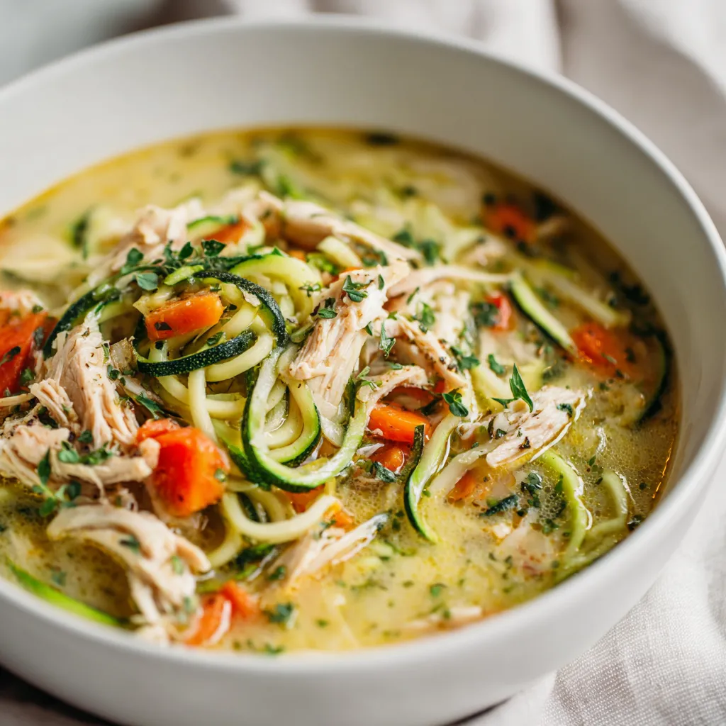 low carb soup recipes creamy garlic chicken zoodle soup