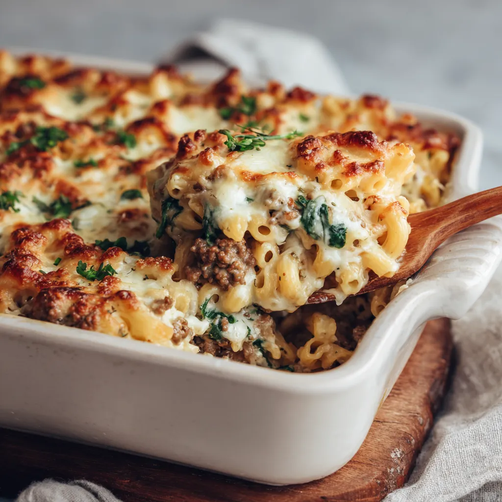 ground beef casserole recipes ground beef alfredo pasta bake with spinach