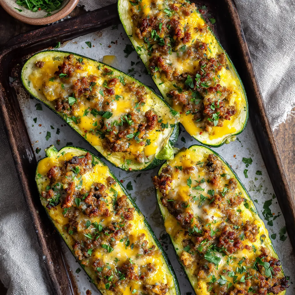 low carb breakfast ideas sausage and egg zucchini boats