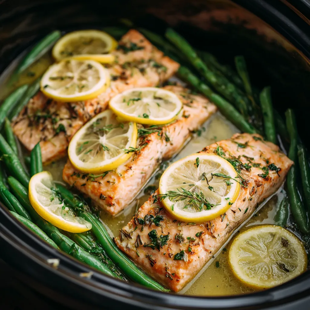 low carb crockpot recipes crockpot lemon garlic salmon with green beans