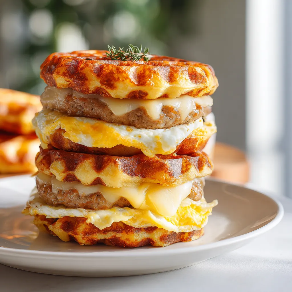low carb breakfast ideas chaffle breakfast sandwiches with turkey sausage