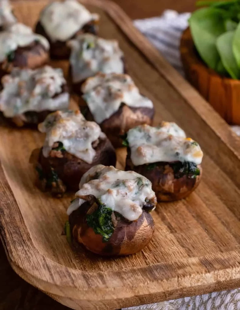 Spinach And Beef Stuffed Mushrooms